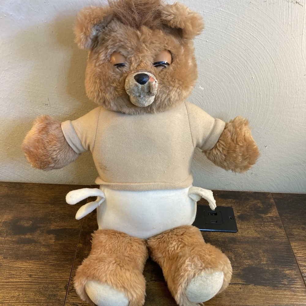 Baby Teddy Ruxpin UNTESTED - PARTS ONLY - 1987 - Scratched Face See Photos